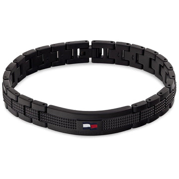 Ανδρικό βραχιόλι μπρασελέ ατσάλινο Tommy Hilfiger 2790420 σε μαύρο χρώμα.